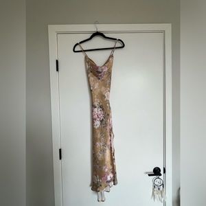 [ASTR] gold floral slip dress, XS